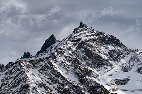 Preview: Winter mountain landscape with rocks and snow. Caucasus