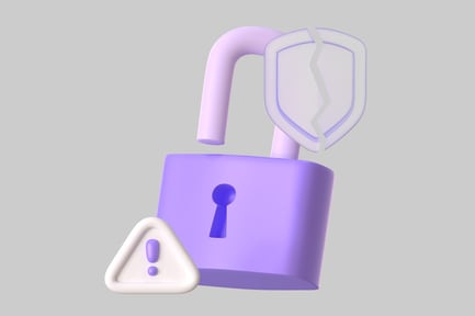 Aperçu: Cadenas violet avec trou de serrure, triangle blanc et bouclier