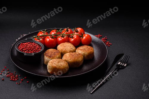 Preview: Delicious fresh fried minced fish cutlets with spices and herbs