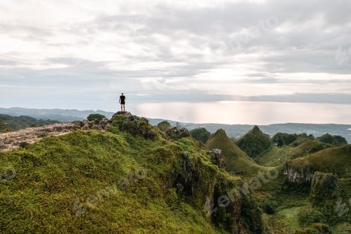 Preview: Drone view of Osmena Peak Cebu The Philippines viewpoint on the ocean