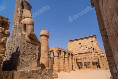 Preview: Sculptures of pharaohs in the Egyptian Temple of Luxor and its precious columns