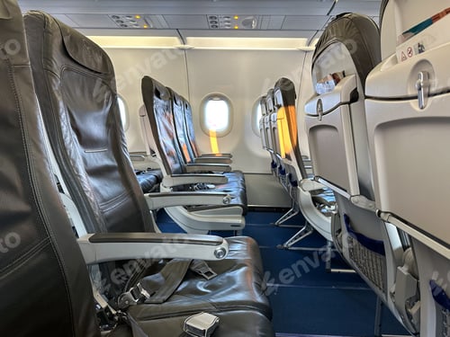 Preview: Airplane seats in the cabin economy class