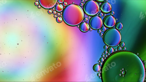 Preview: Abstract Colorful Food Oil Drops Bubbles and spheres Flowing on Water Surface