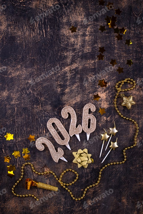 Preview: 2026 New year background with golden decoration
