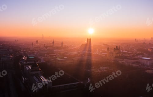 Preview: Munich from above during sunset