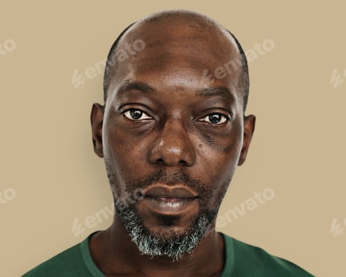 Preview: Skinhead African man, face portrait