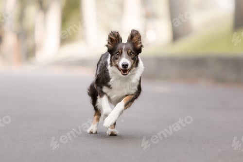 Preview: Border Collie dog running in the street