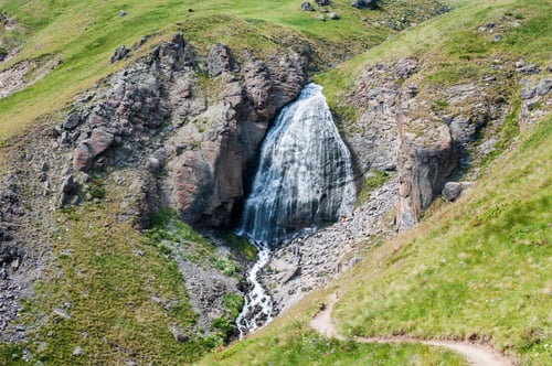 Preview: Beautiful waterfall in summer in the Caucasus mountains