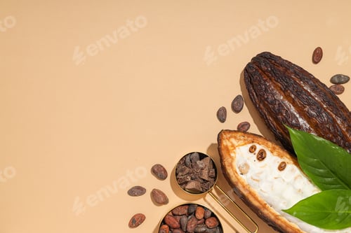 Preview: Concept of fresh and aromatic food - cacao beans