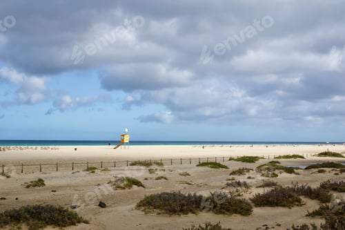 Preview: Selective focus shot of beach in Morro Jable, Fuerteventura