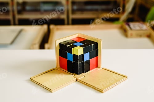 Preview: Toys and materials montessori in a classroom of a school for children