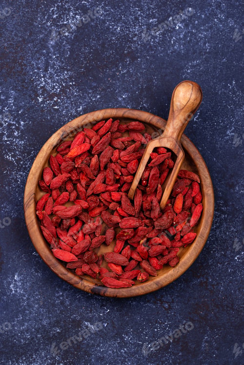 Preview: Goji berries on blue background