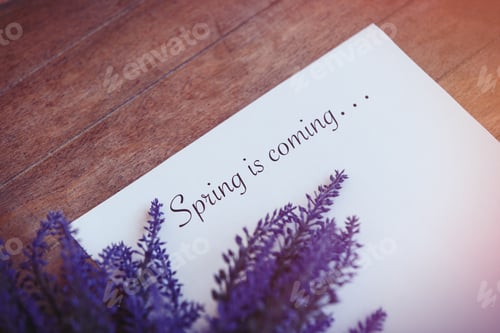 Preview: Paper with words Spring time and flower