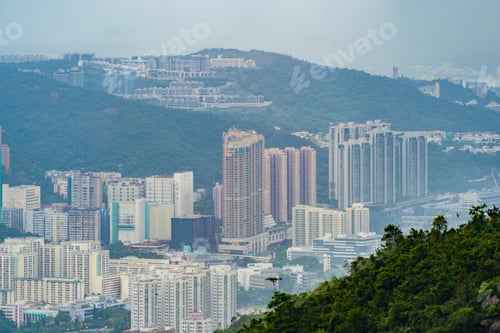 Preview: Hong Kong Downtown, China. Financial district in urban city in Asia. Skyscraper buildings.
