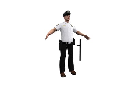 Preview: Police officer with extended arms and barrier