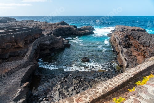 Preview: View of Charco Manso from above on the island of El Hierro. Canary Islands