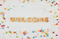 Preview: Colorful Welcome Sign Made of Sprinkled Cookies
