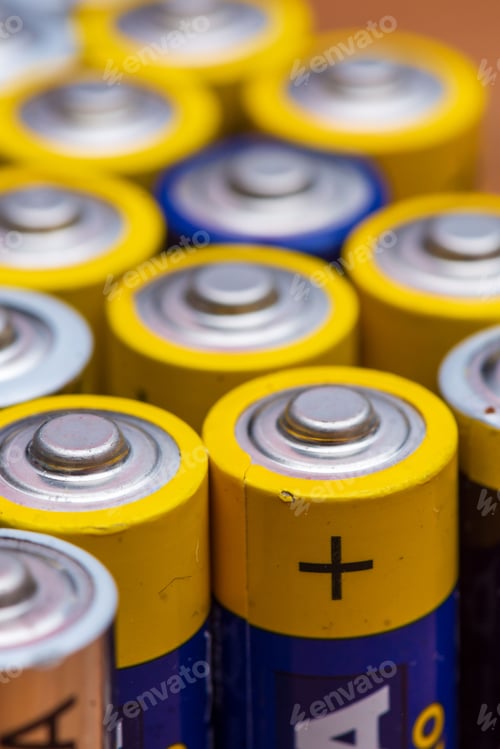 Preview: Used AA electric batteries - the concepts of energy waste and battery recycling