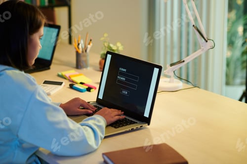 Preview: Schoolgirl Entering Username and Password
