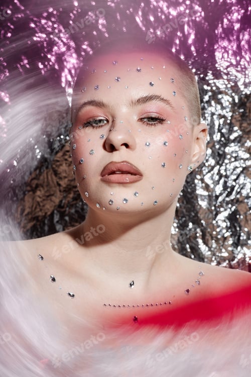 Preview: Girl with Crystal Makeup over Glitter Metallic