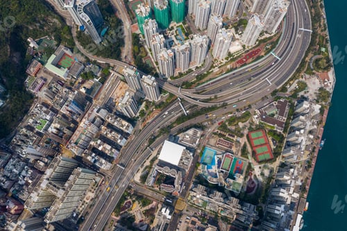 Preview: Shau Kei Wan, Hong Kong, 19 March 2019: Aerial view of Hong Kong city