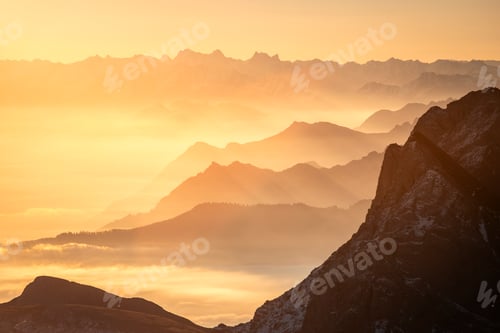 Preview: Hazy Golden Sunrise from Säntis