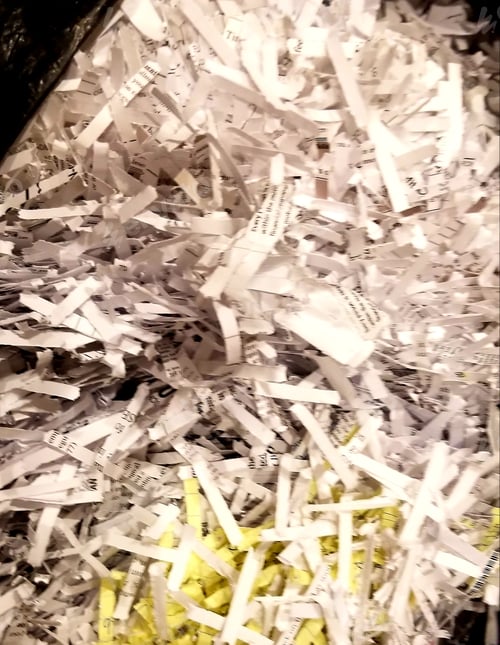 Preview: Document Destruction! The recyclable shredded paper from a secure document shredder!