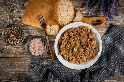Preview: Bigos - sauerkraut stewed with meat, dried mushrooms and sausage.