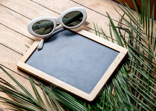 Preview: Sunglasses with blackboard and palm tree branch