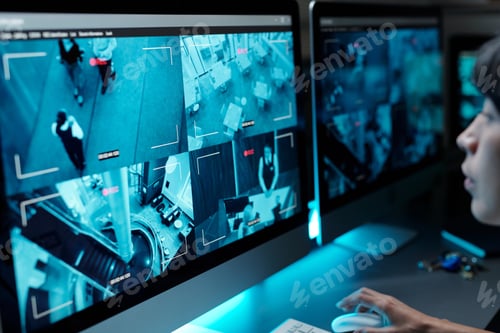 Preview: Monitors with cctv video on screens