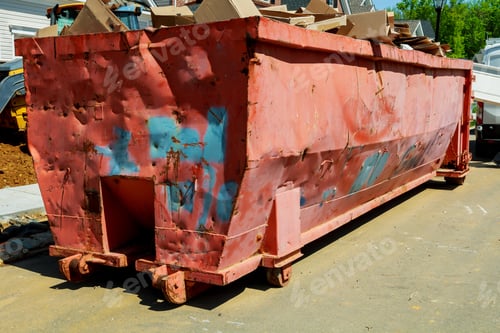 Preview: Dumpsters being full with garbage in a city. Dumpsters being full with garbage