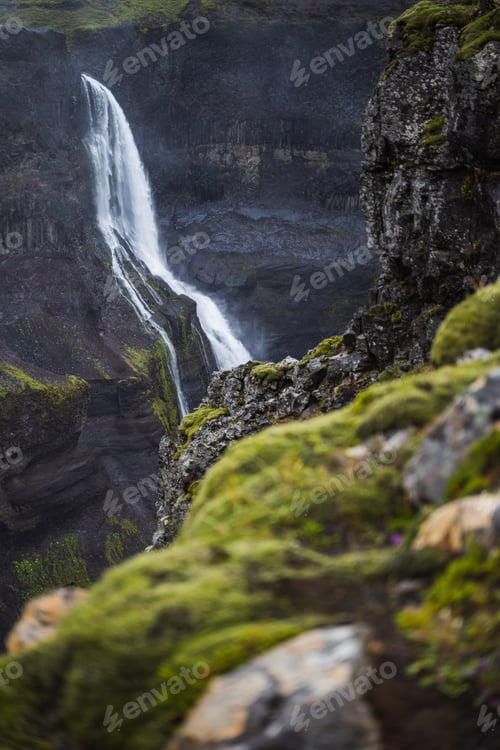 Preview: Haifoss waterfall in Iceland - one of the highest waterfall in Iceland, popular tourist destination