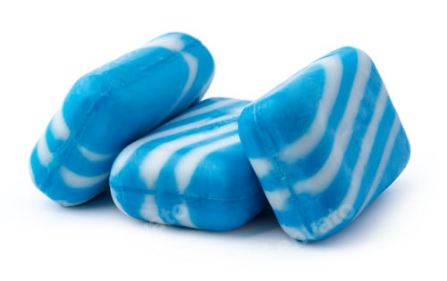 Preview: Stacked blue soap bars isolated on white background