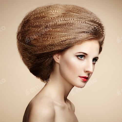 Preview: Portrait of beautiful sensual woman with elegant hairstyle. Per