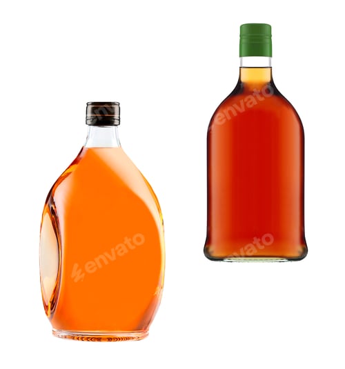 Preview: Full whiskey bottles isolated