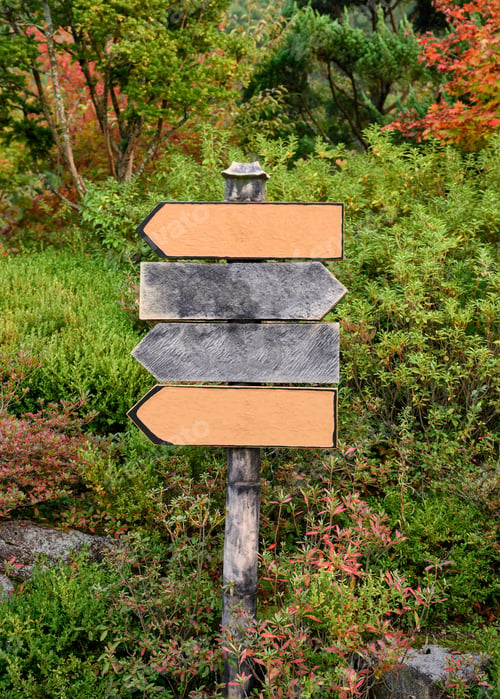 Preview: Wooden signboard in ornamental garden
