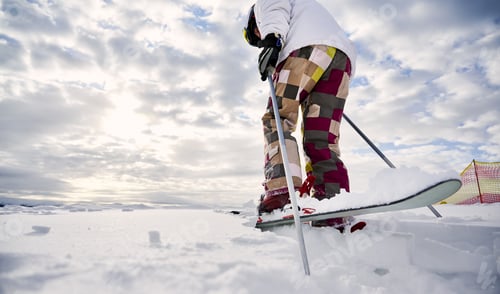Preview: Winter kinds of sport. Skier doing tricks in the mountains in winter season