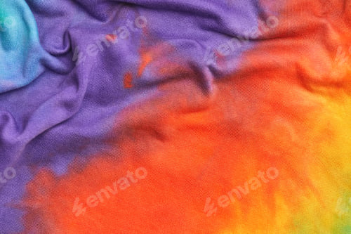 Preview: Abstract tie dye multicolor folded knitted fabric cloth Boho pattern texture for background