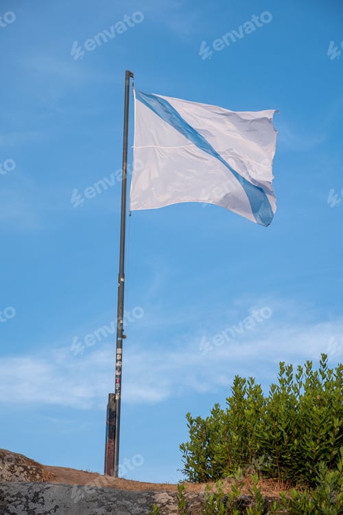 Preview: flag of galicia waving in the wind. Allariz, Ourense.