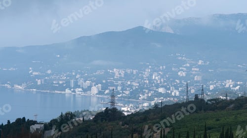 Preview: view to Yalta in the cloudy morning
