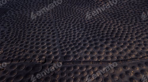 Preview: Pattern landscape with many holes to produce wine in volcanic black sand ground. Aerial view