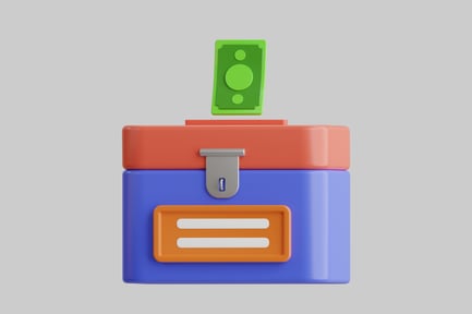 Preview: Colorful money box with bill