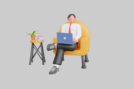 Preview: Cartoon man relaxing with laptop