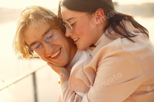 Preview: Beautiful couple spend time on a summer park