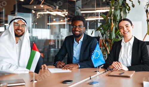 Preview: Diplomatic negotiations between countries in the office