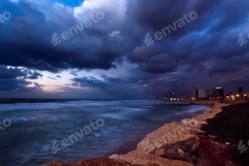 Preview: Stormy evening at Tel-Aviv, Israel