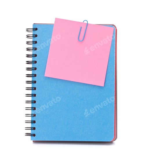 Preview: Blue notebook with notice papers