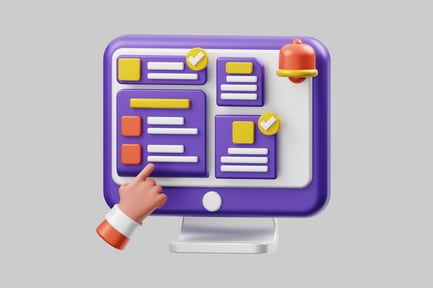 Preview: Business notification cartoon style computer