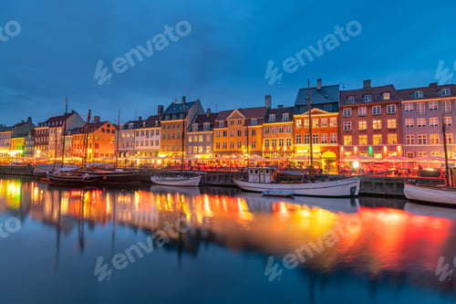 Preview: Beautiful nyhavn area in Copenhagen city in Denmark