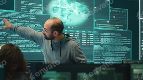 Preview: Cyber investigation team working in a governmental hacking room